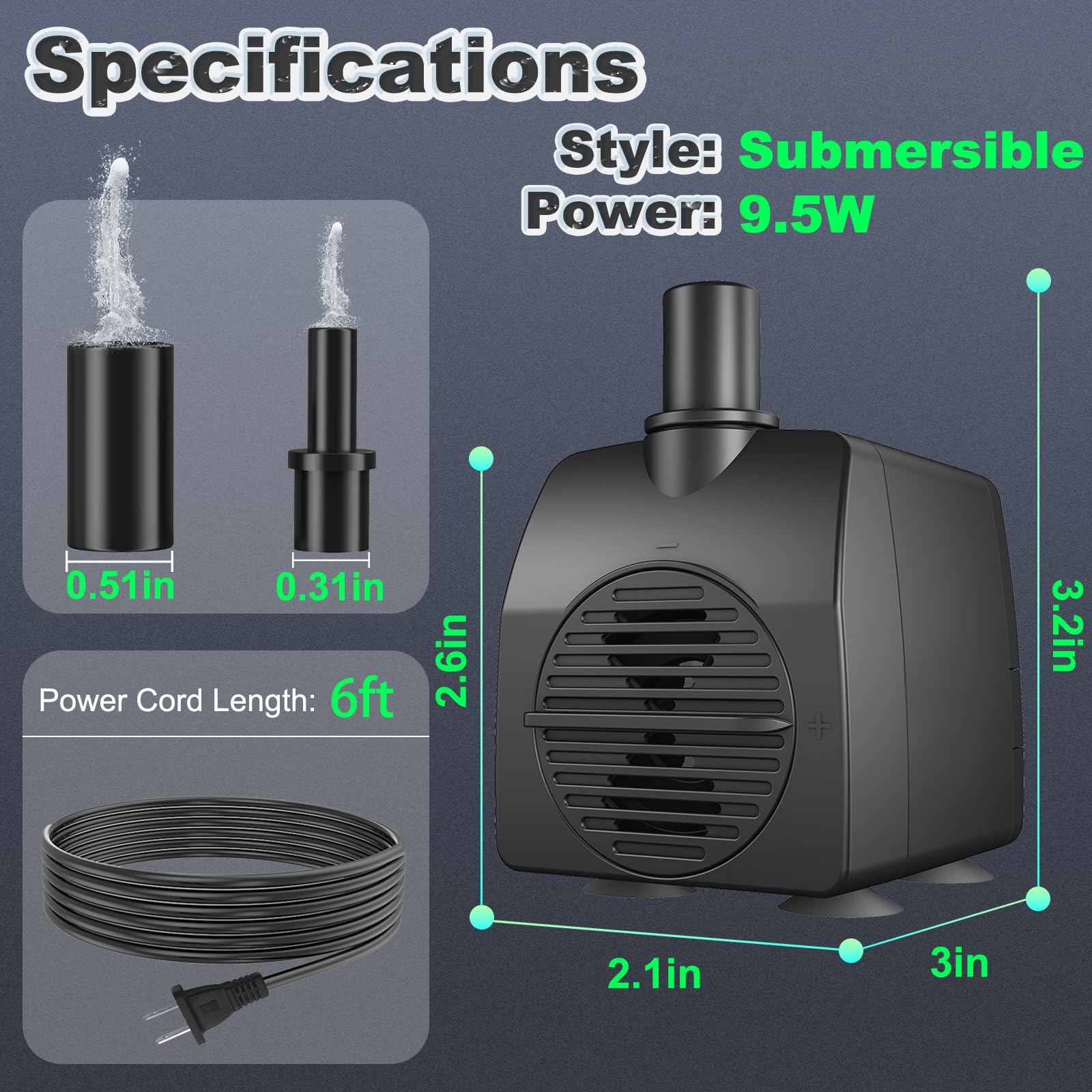 Suction cups secure the SongLong pump for vertical or horizontal placement.