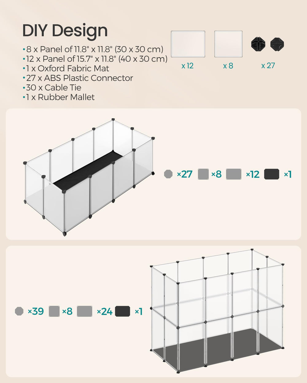 SONGMICS easy-assembly pet fence enables quick setup and movement around rooms