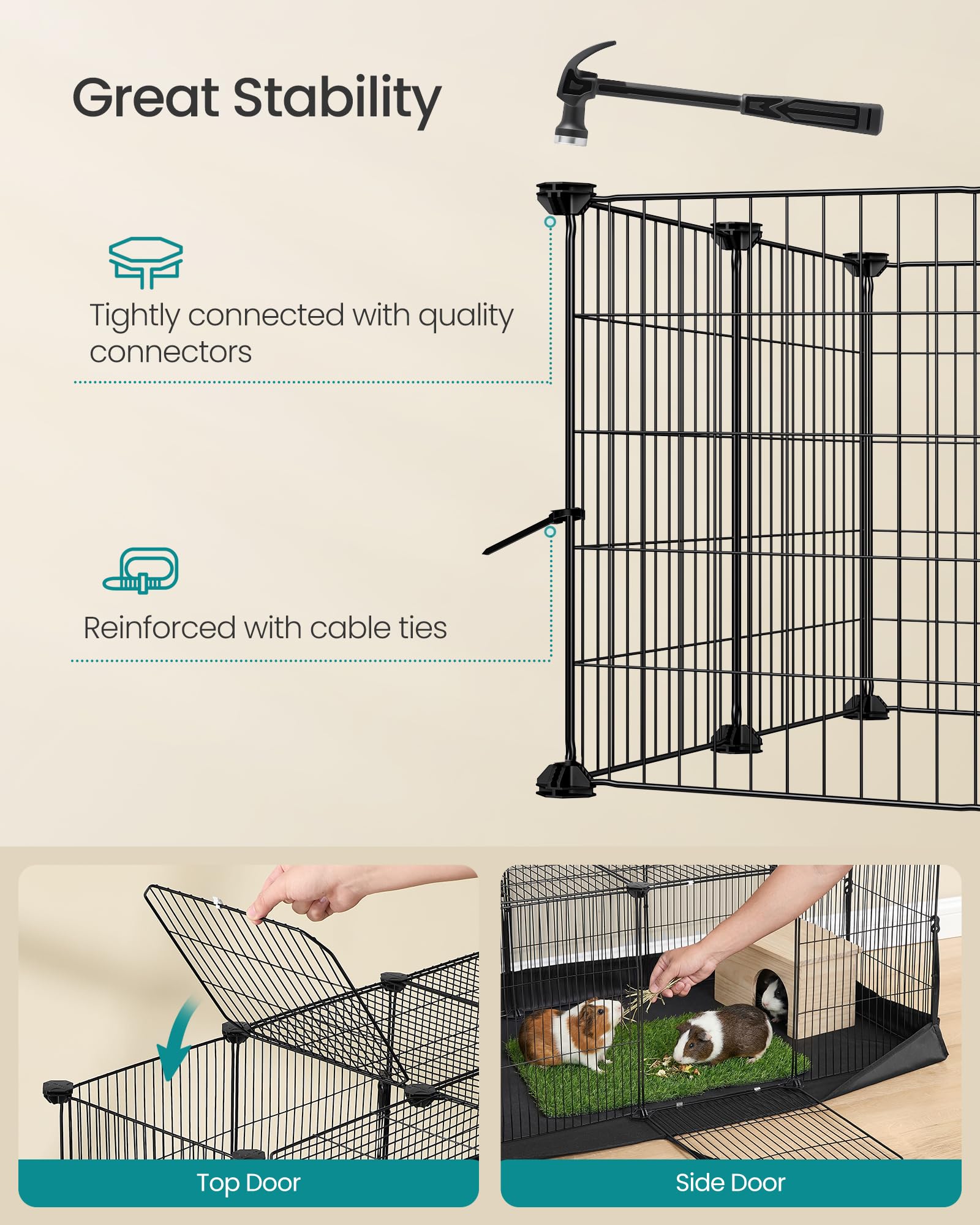 SONGMICS quick assembly with connectors for a secure pen