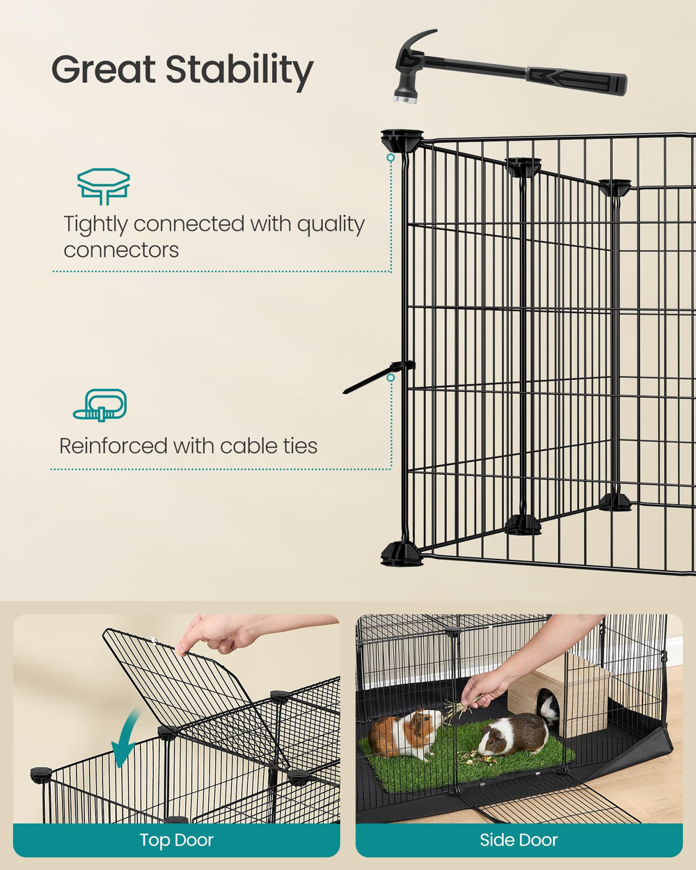 SONGMICS quick assembly with connectors for a secure pen