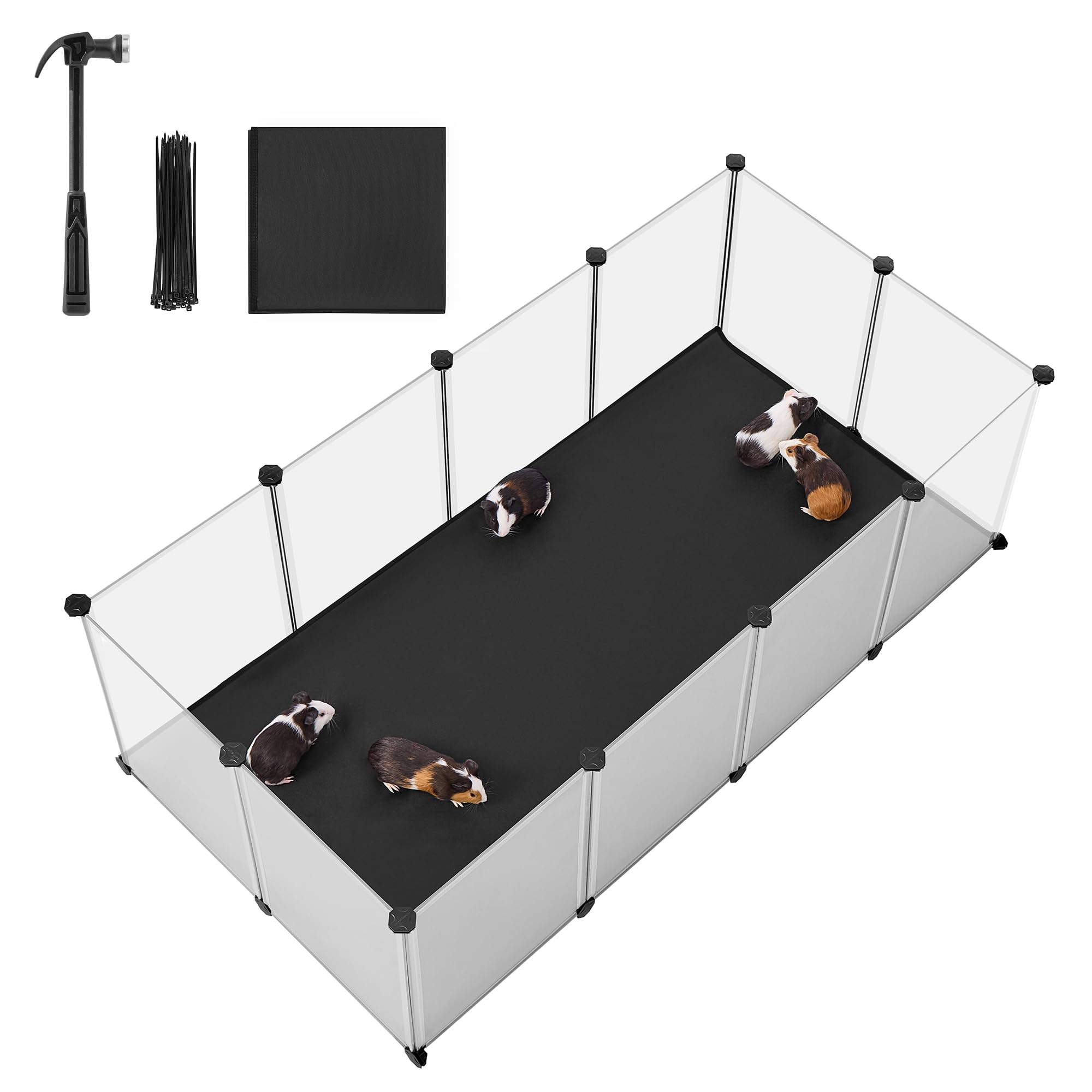 SONGMICS guinea pig playpen – wide view of a spacious secure enclosure for tiny pets
