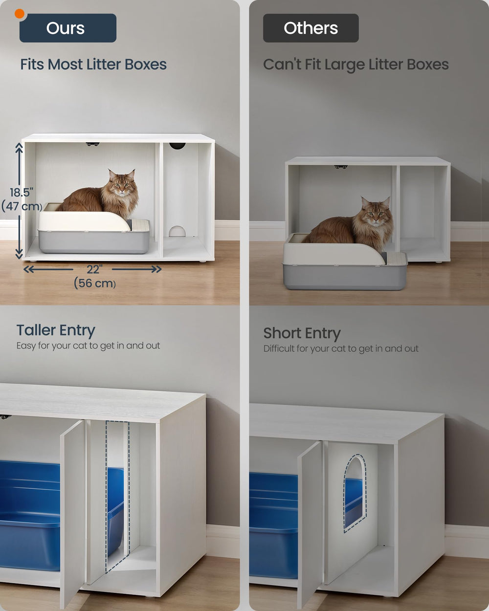 SONGMICS HOME cat litter enclosure uses durable particleboard for long-term use