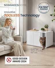 SONGMICS HOME litter enclosure open doors for easy access and cleaning