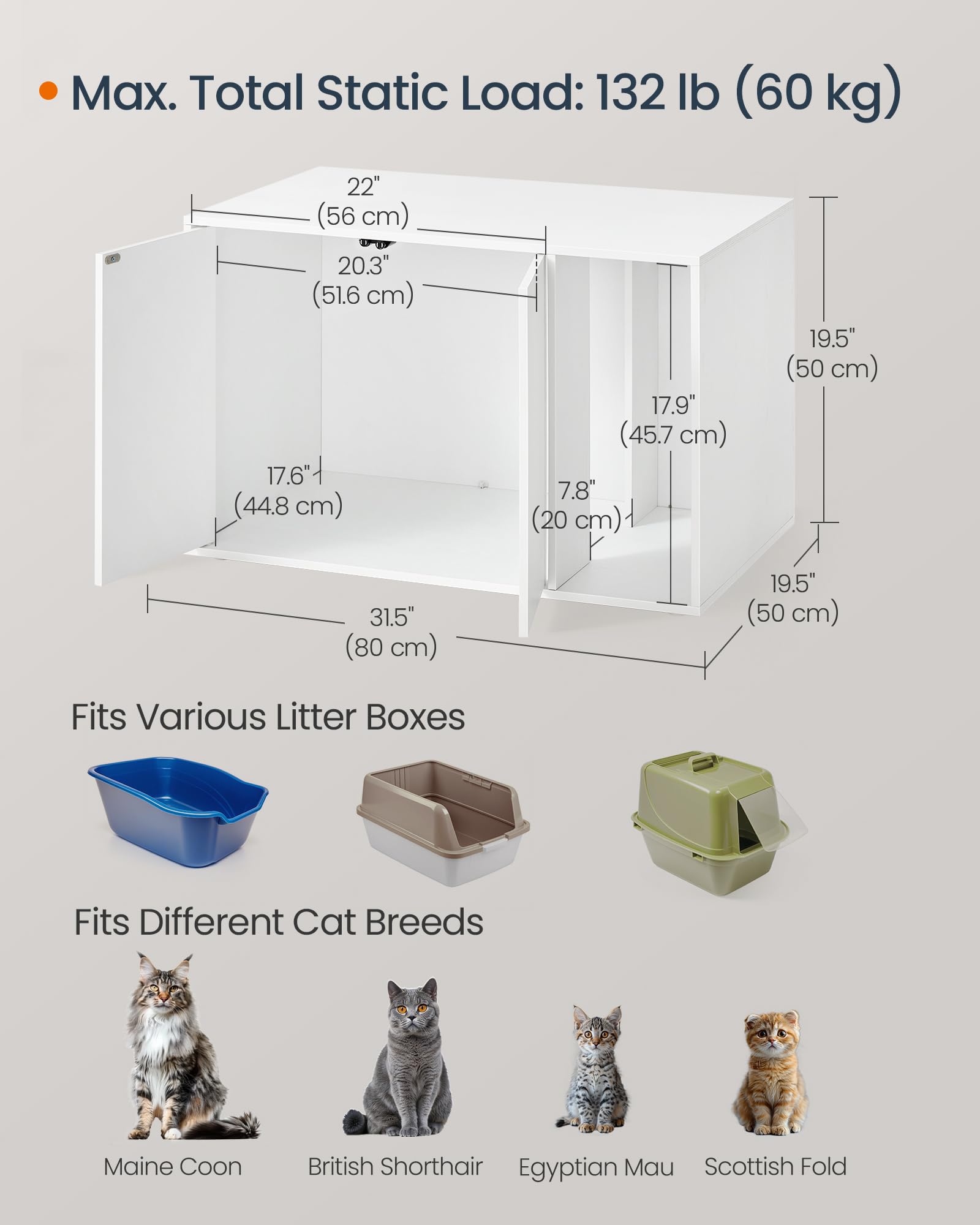 SONGMICS HOME cat litter enclosure privacy features help keep odors discreet