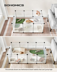 SONGMICS indoor small animal enclosure with modular panels for flexible setup.