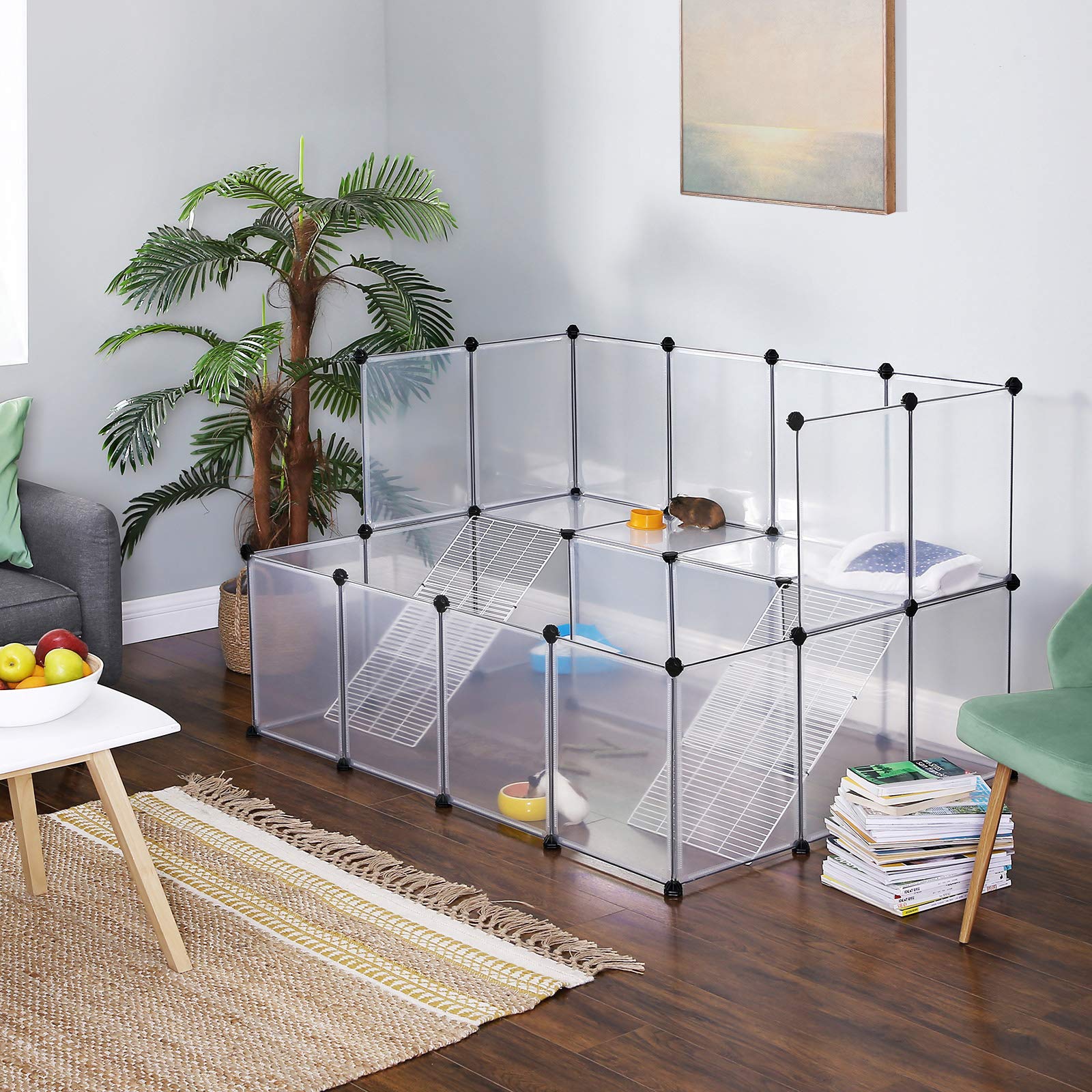 SONGMICS large pet enclosure ideal for small animals and exercise