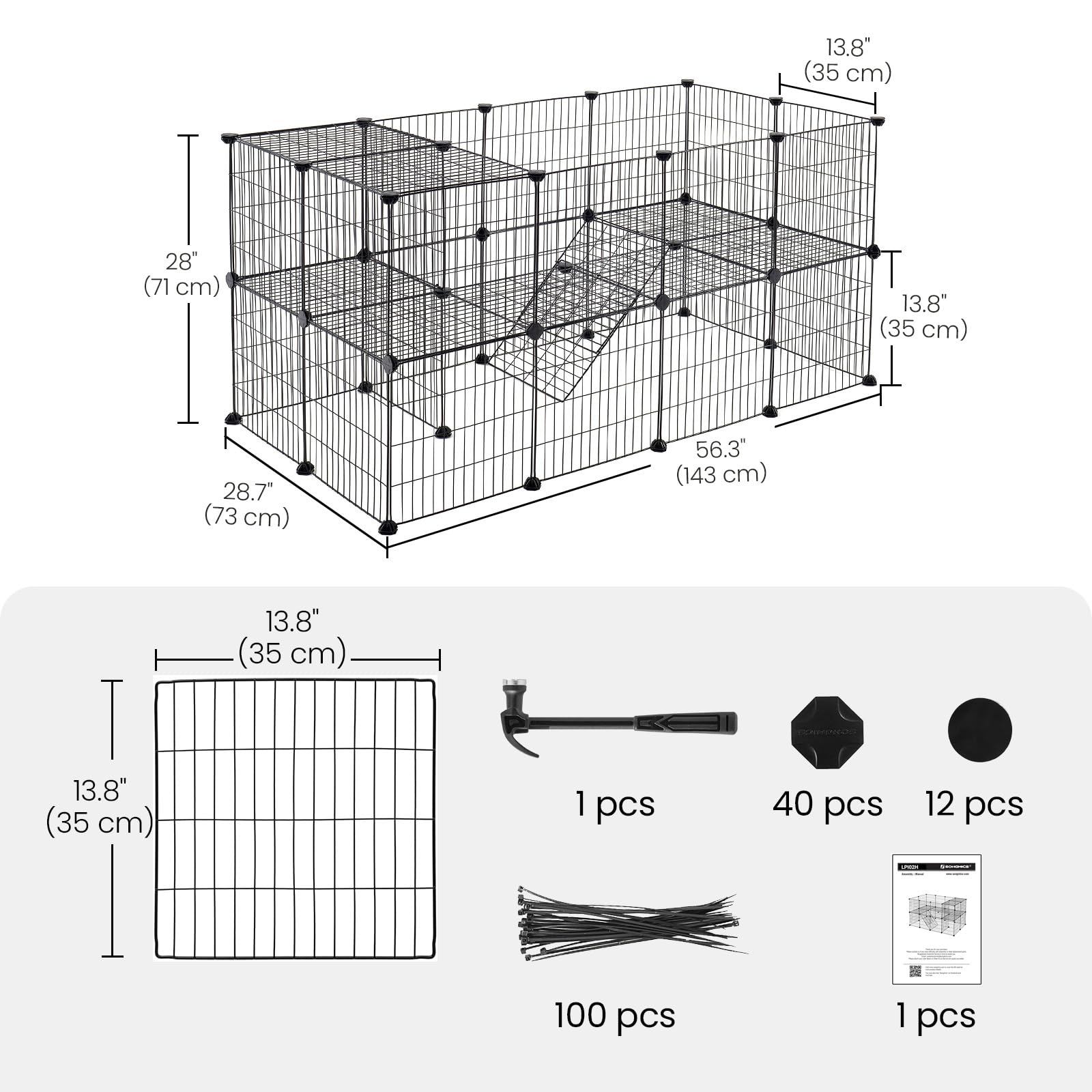SONGMICS Pet Playpen viewed from multiple angles for supervision.