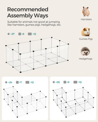 Songmics pet playpen assembly with mallet for quick setup and disassembly.