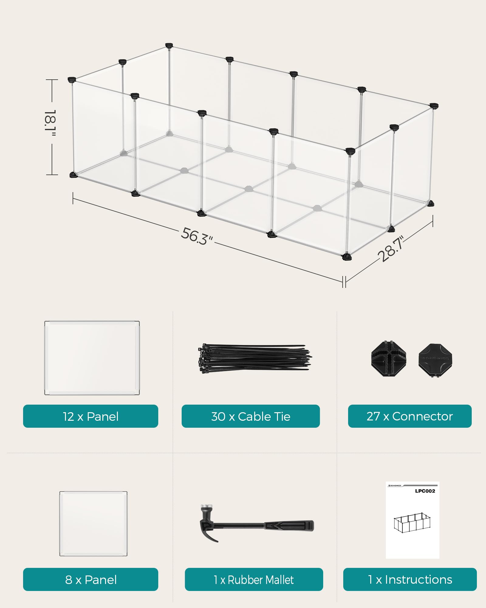 Songmics customizable layout adapts to corners and multi-level configurations.