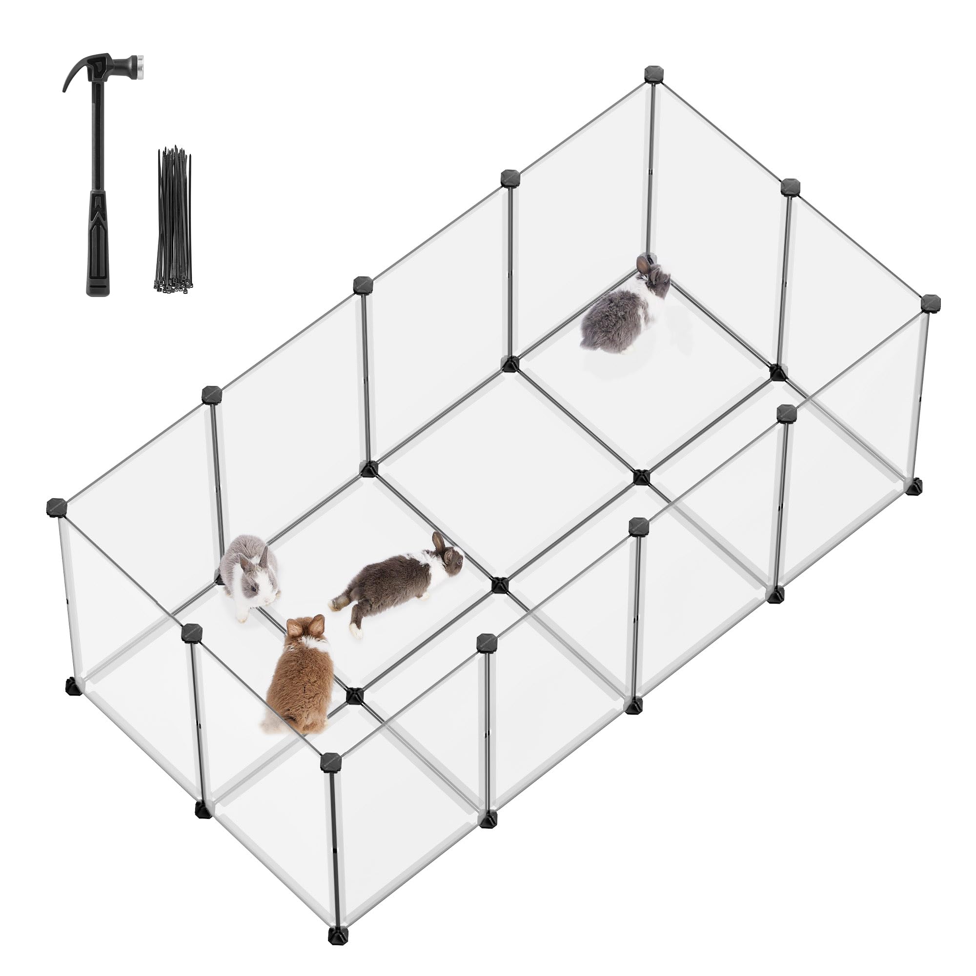 SongMICS pet playpen floor-assembly demonstrates quick, secure setup for small animals.