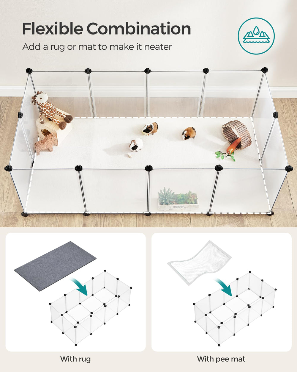 Songmics playpen floor protection helps keep your floors clean during play.