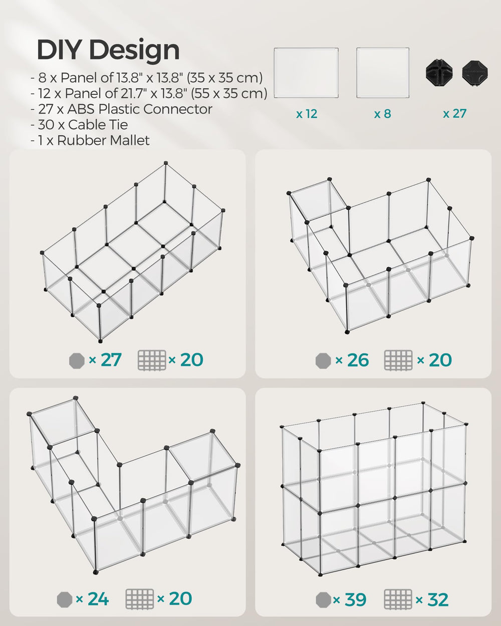 SongMICS pet playpen rubber mallet included speeds secure assembly.