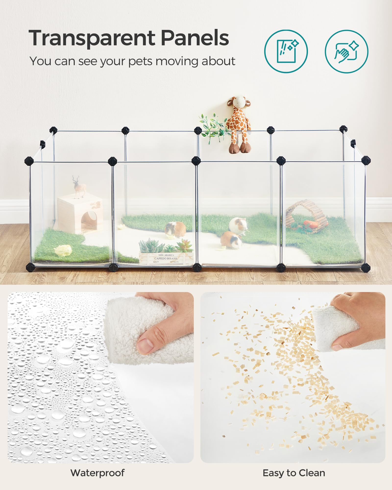 Songmics semi-transparent panels allow visibility while pets relax inside.