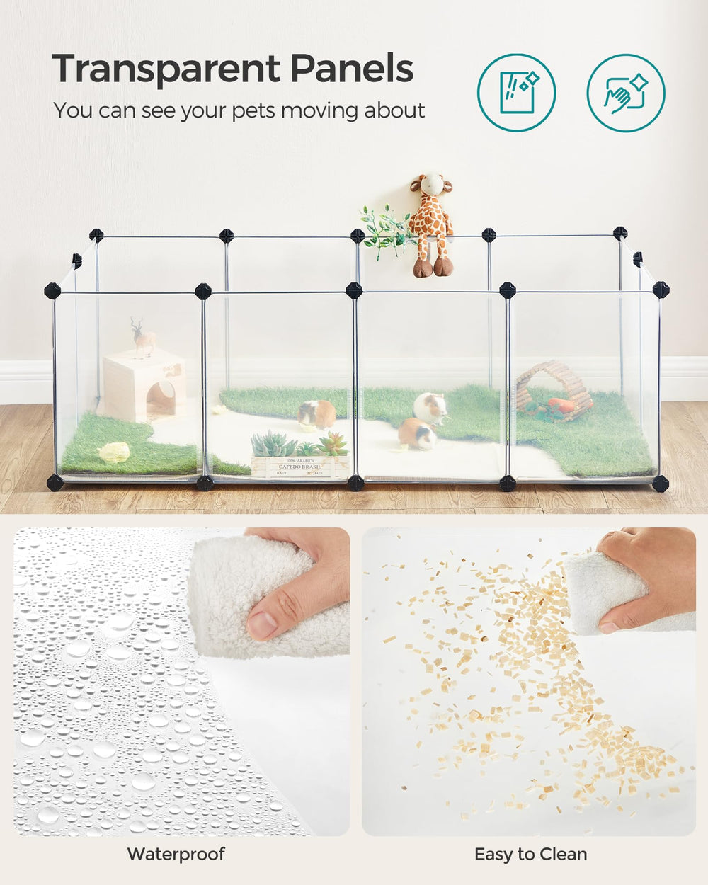 Songmics semi-transparent panels allow visibility while pets relax inside.
