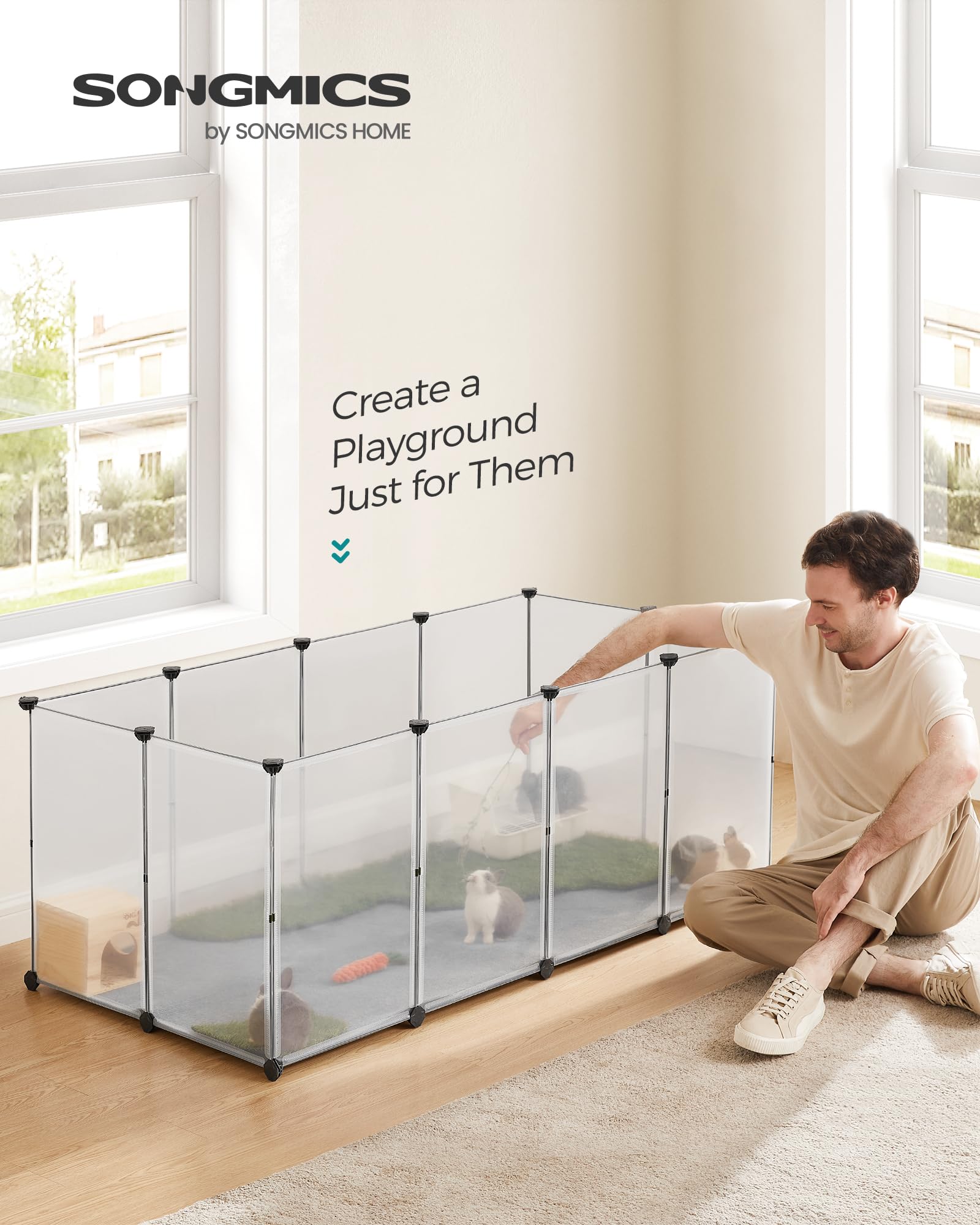 SongMICS pet playpen spacious-area highlights roomy space for hamsters and hedgehogs.