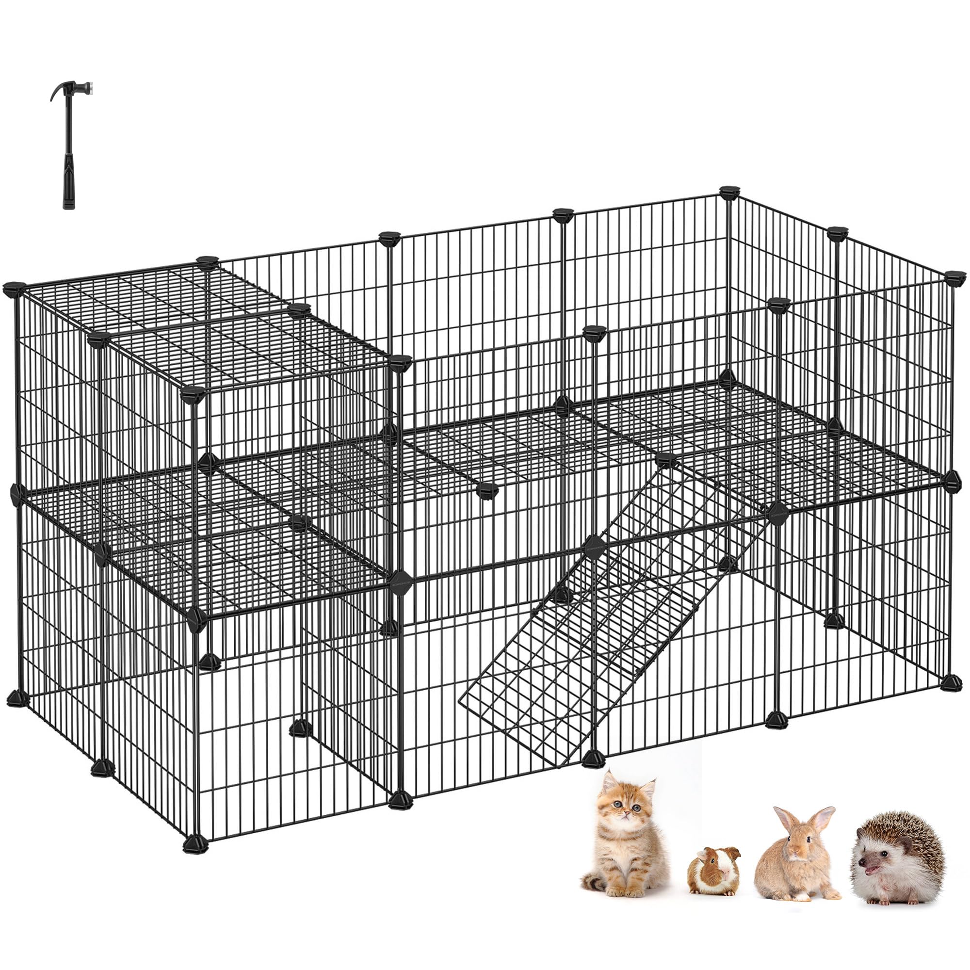 SONGMICS Pet Playpen two-story frame assembled for spacious indoor play.