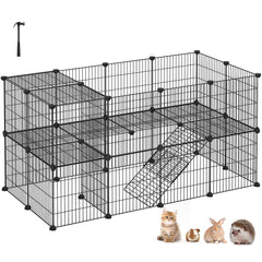 SONGMICS Pet Playpen two-story frame assembled for spacious indoor play.