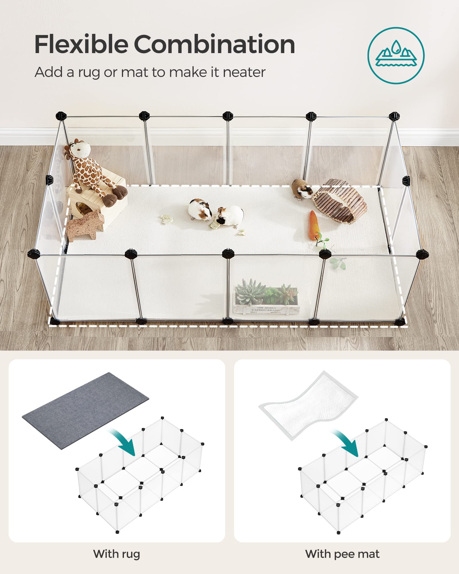 SONGMICS semi-transparent panels let you supervise pets while they explore.