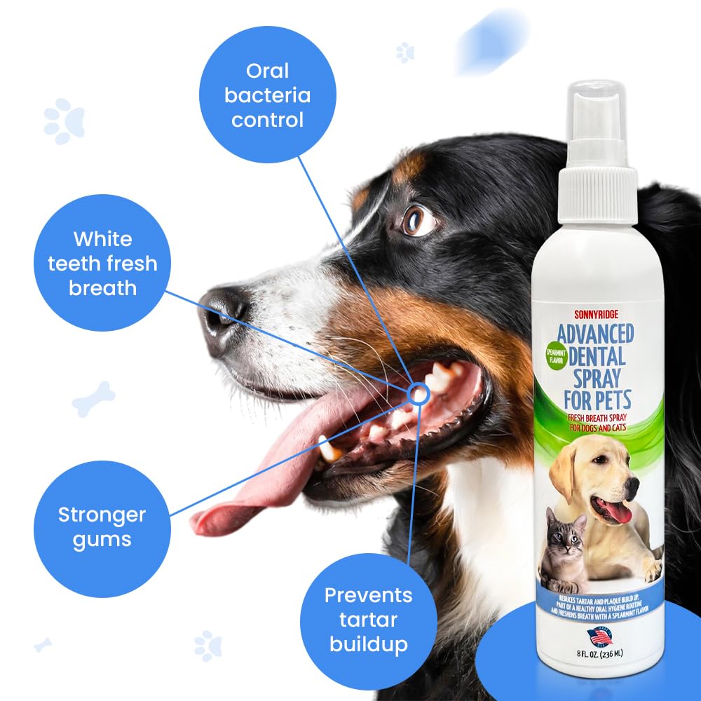 Sonnyridge dog dental spray is veterinarian formulated for pets.