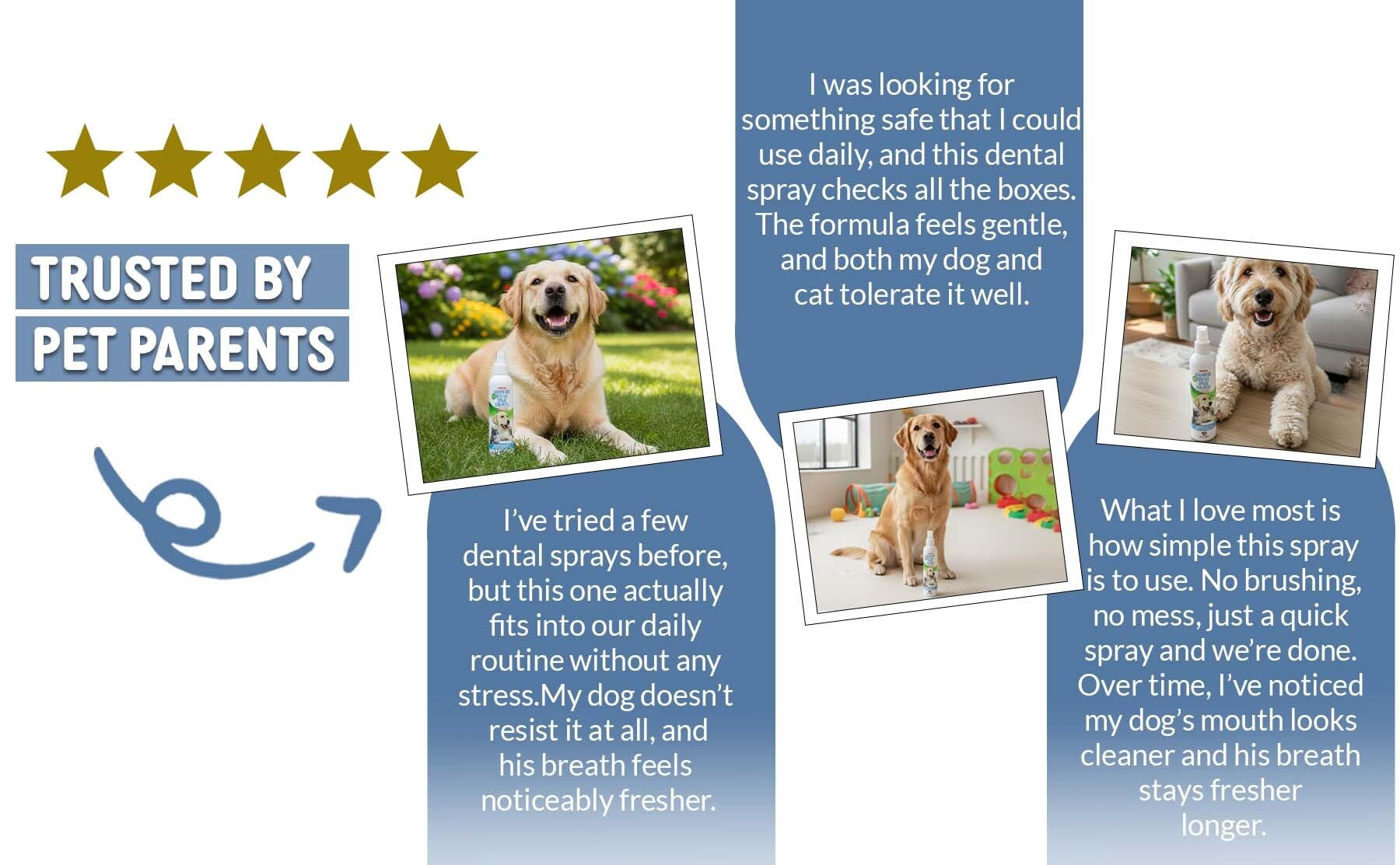 Sonnyridge dog dental spray provides brushing-free, convenient oral care.