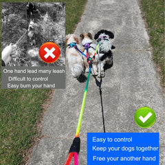 SONQUEEN double-dog leash with 360° swivel prevents twists during walks.