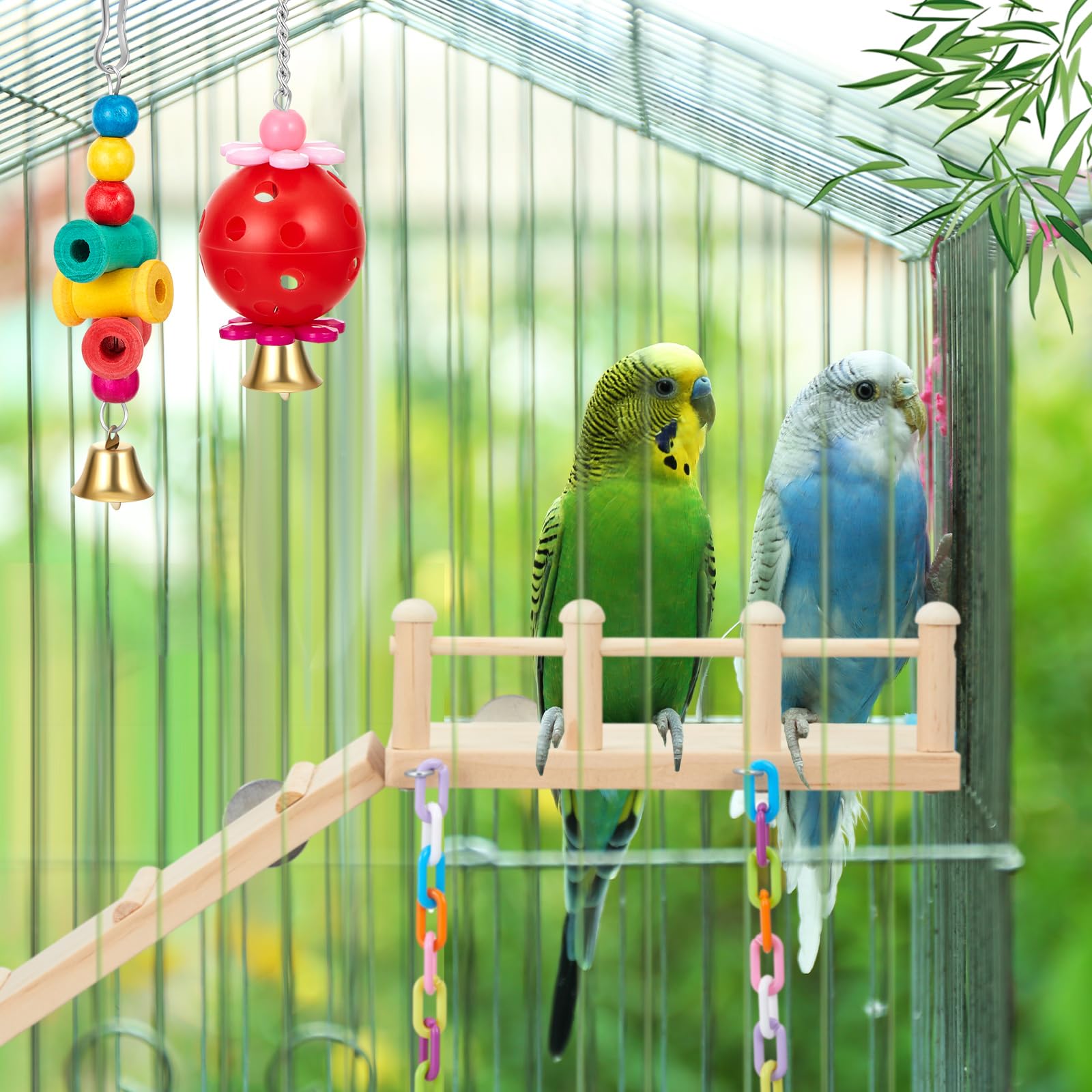 Sonwyoung bird cage hanging accessories add vibrant style while supporting interactive play.
