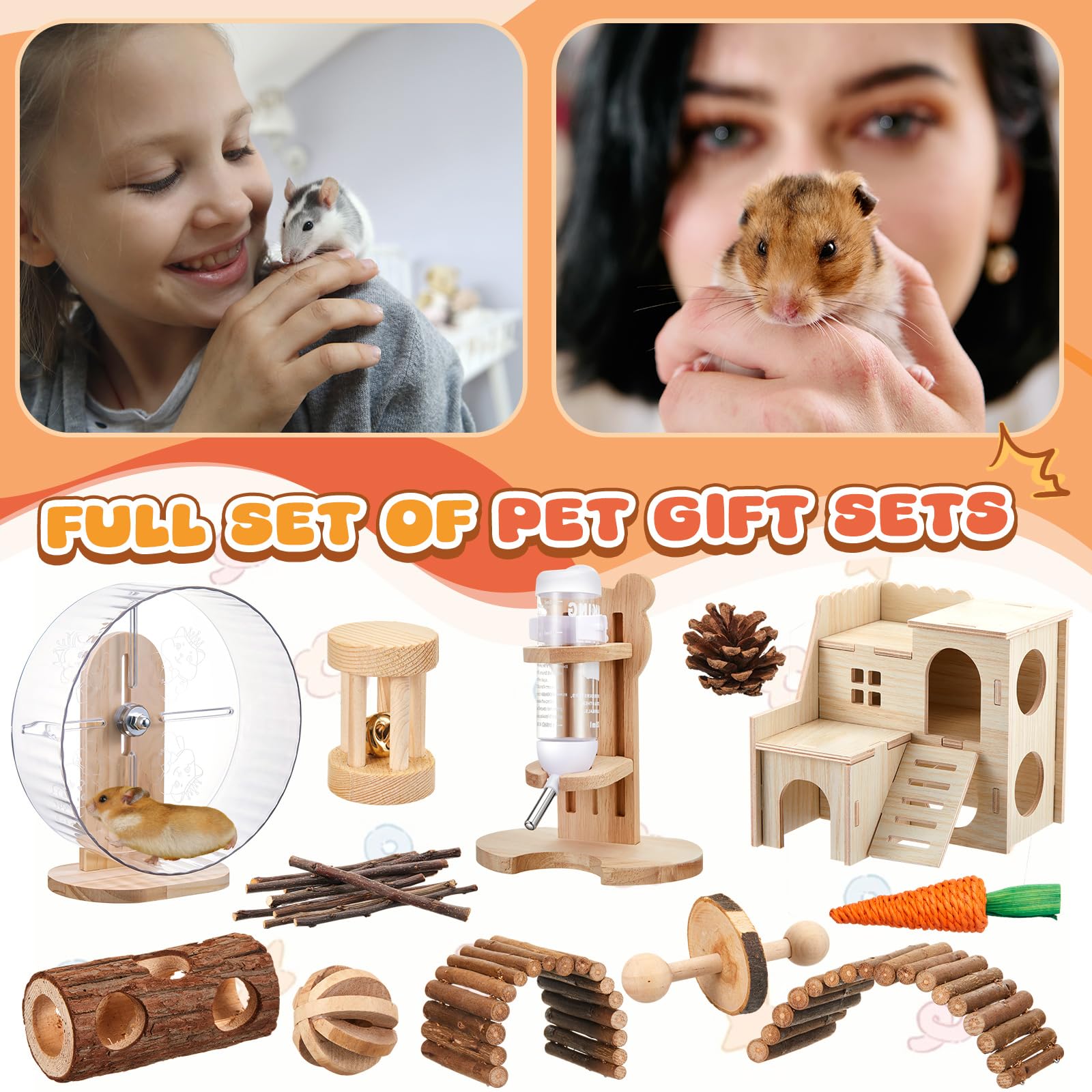Sonwyoung packaging of natural wood style hamster accessories