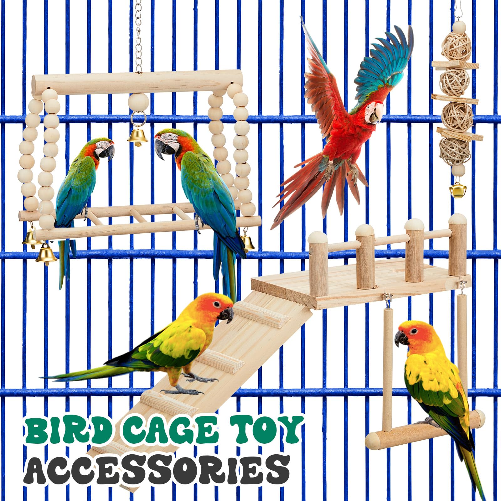 Sonwyoung universal bird toy set fits various cages