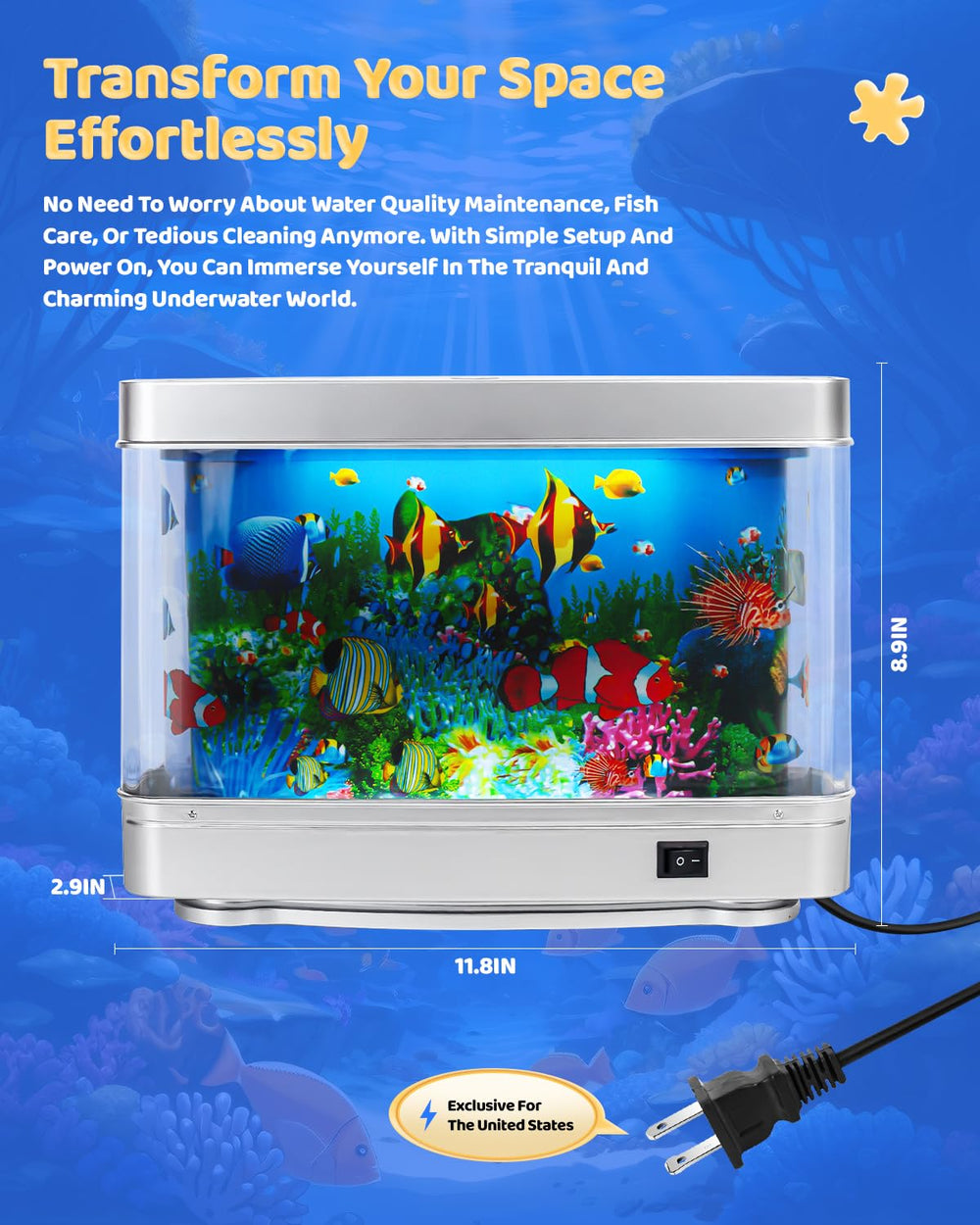 Soobeeke artificial fish lamp moving fish adds tranquil visuals for any desk.
