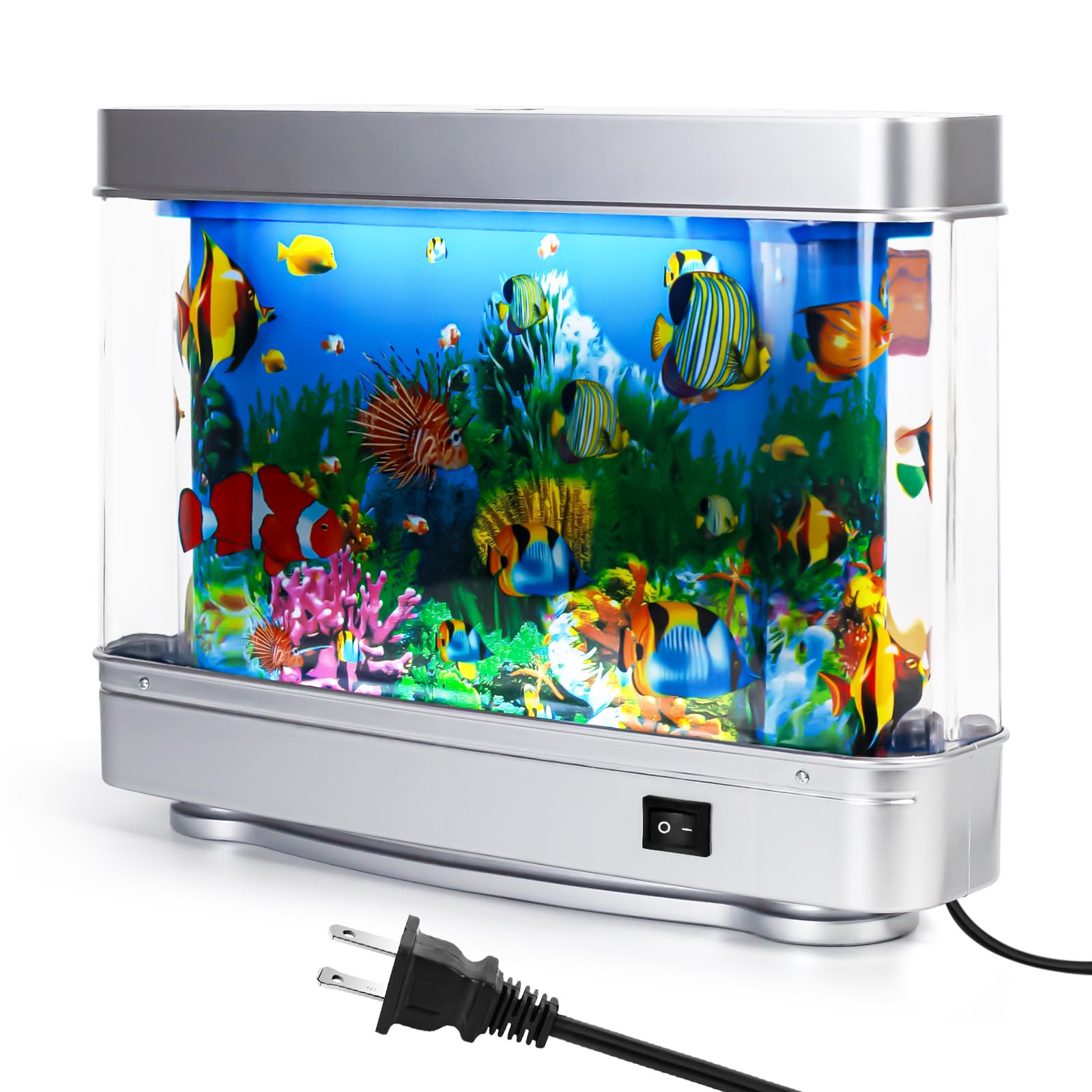 Soobeeke fake fish tank baby aquarium with moving fish for calming ambience.