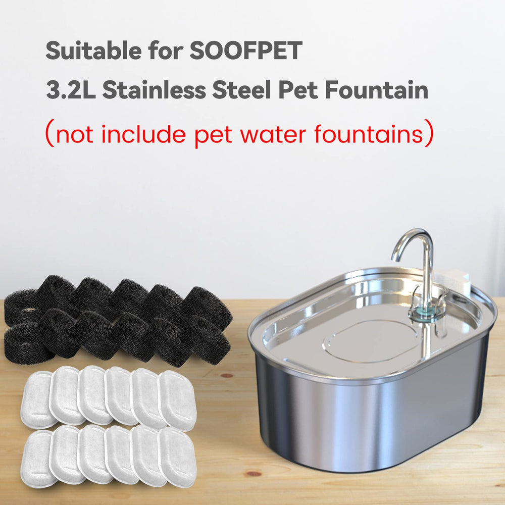 SOOFPET packaging shows 12 carbon and 12 sponge filters