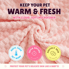 SOONTAN cloud pet towels pink folded for easy storage