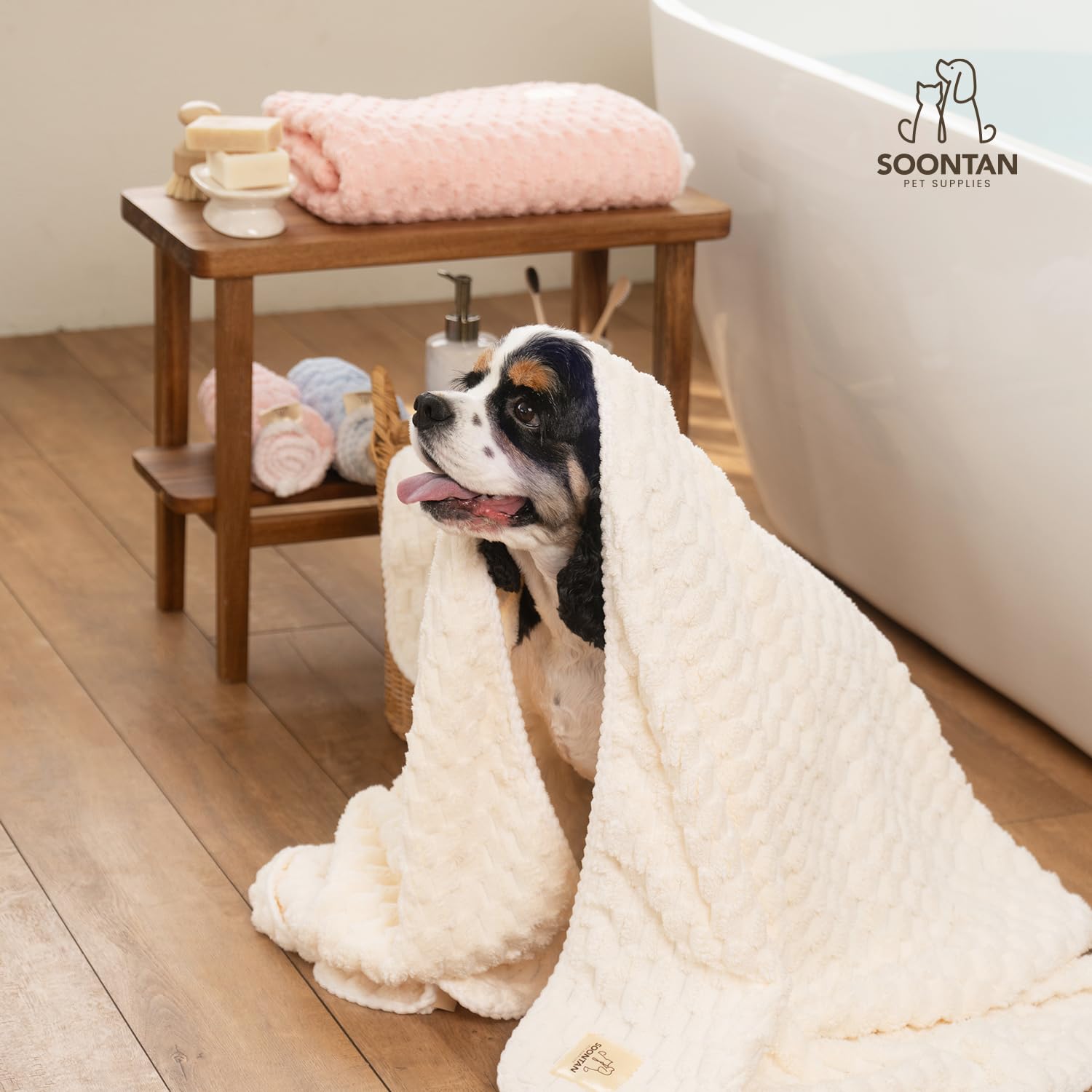 SOONTAN machine washable dog towel for simple care