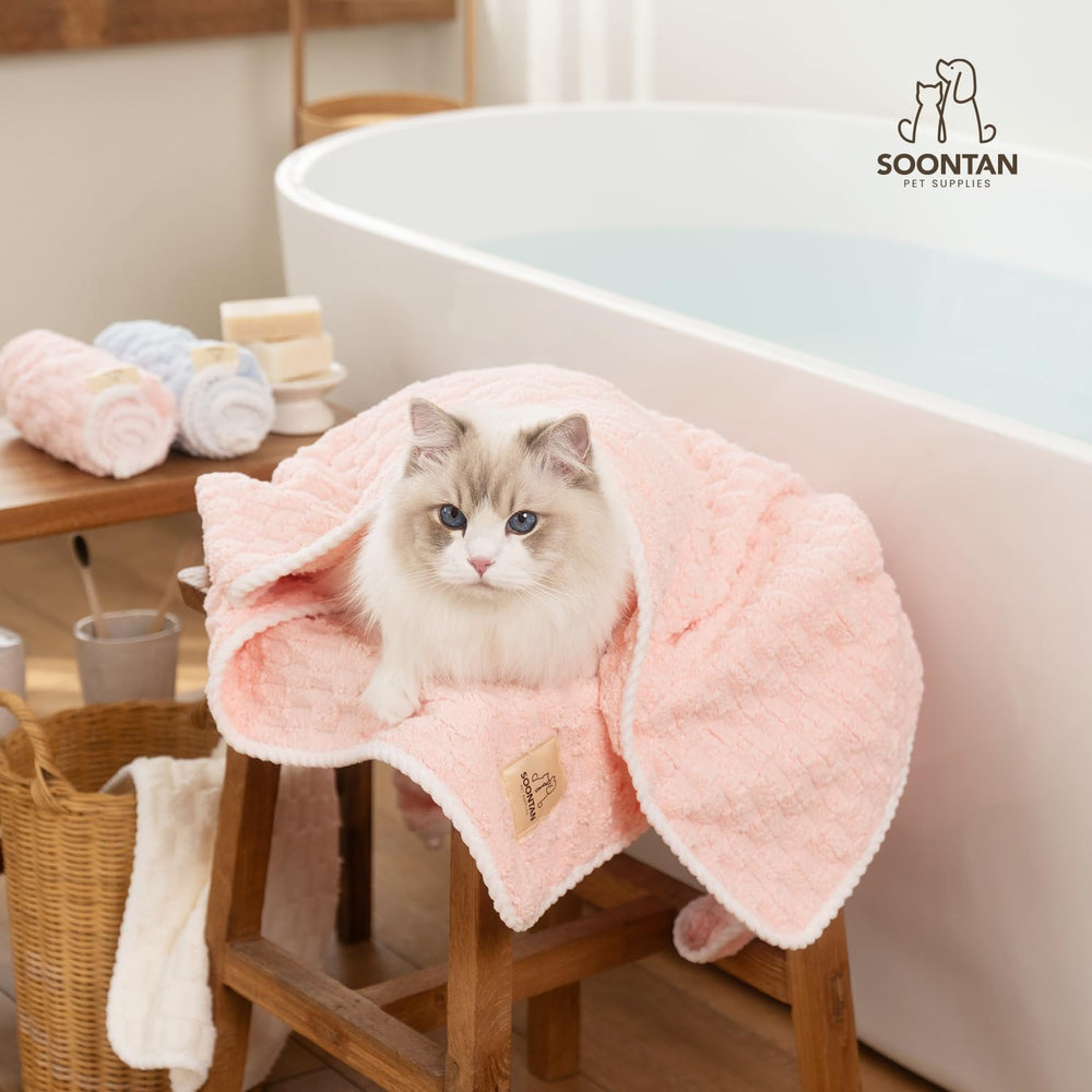 SOONTAN two-sizes towel set fits small and large pets