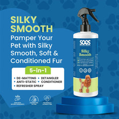 SOOS Pet Silky Smooth spray being applied to fur for de-matting.
