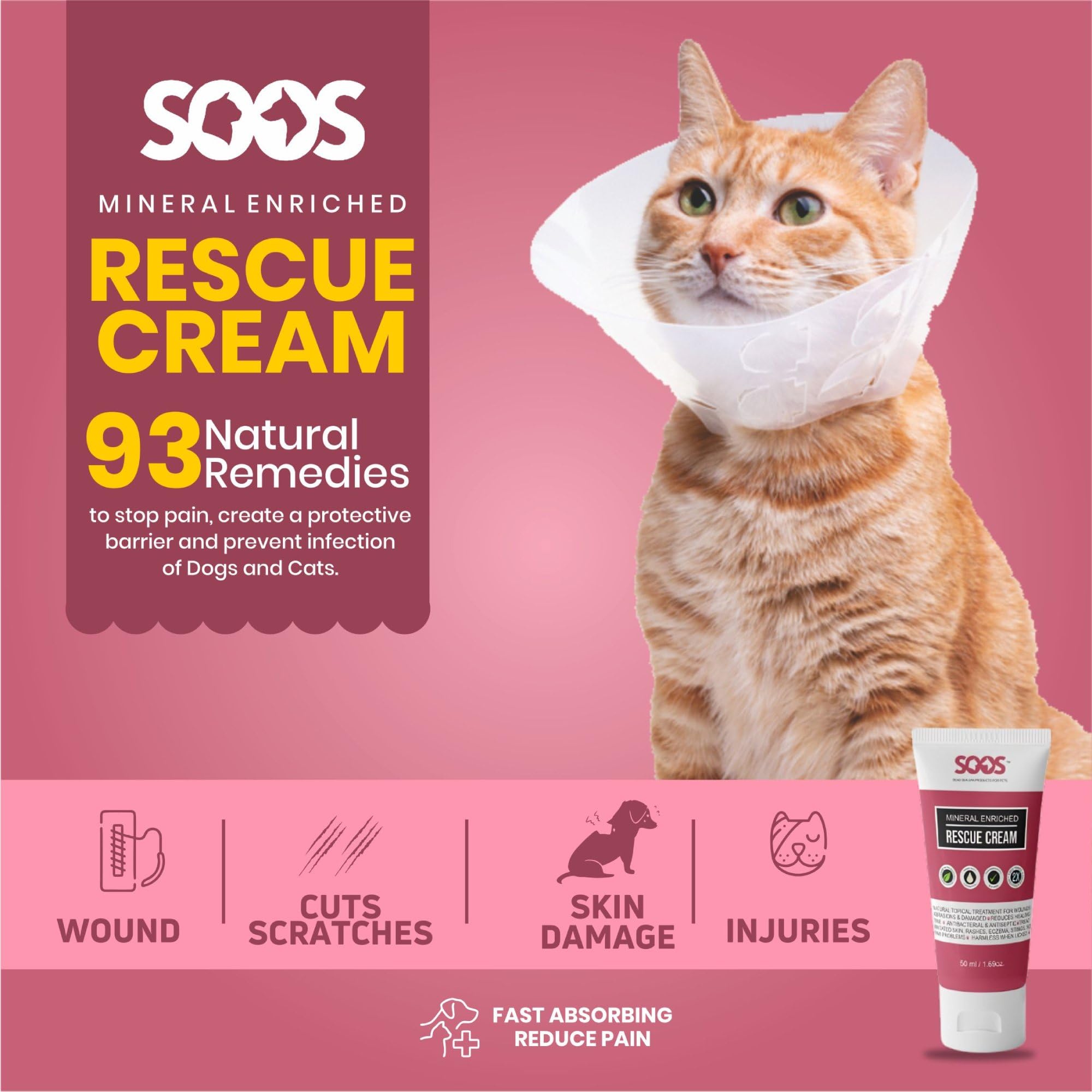 50 ml SOOS Rescue Cream bottle for at home pet care