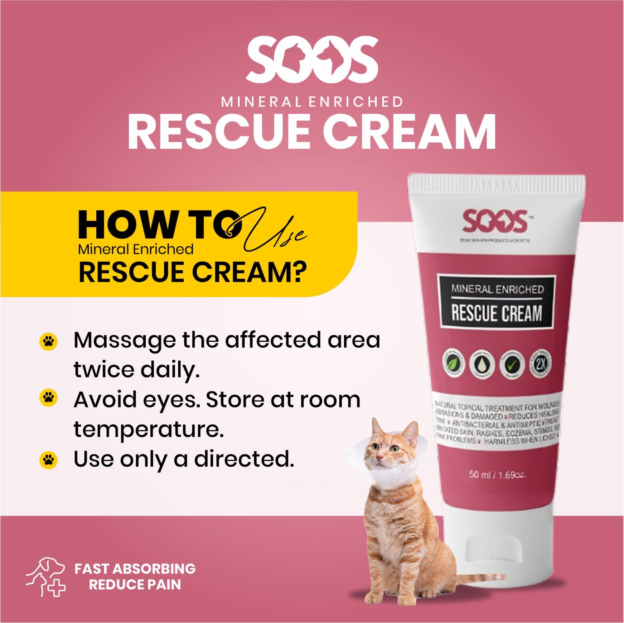 Dog owner applying SOOS Rescue Cream highlighting fast absorption