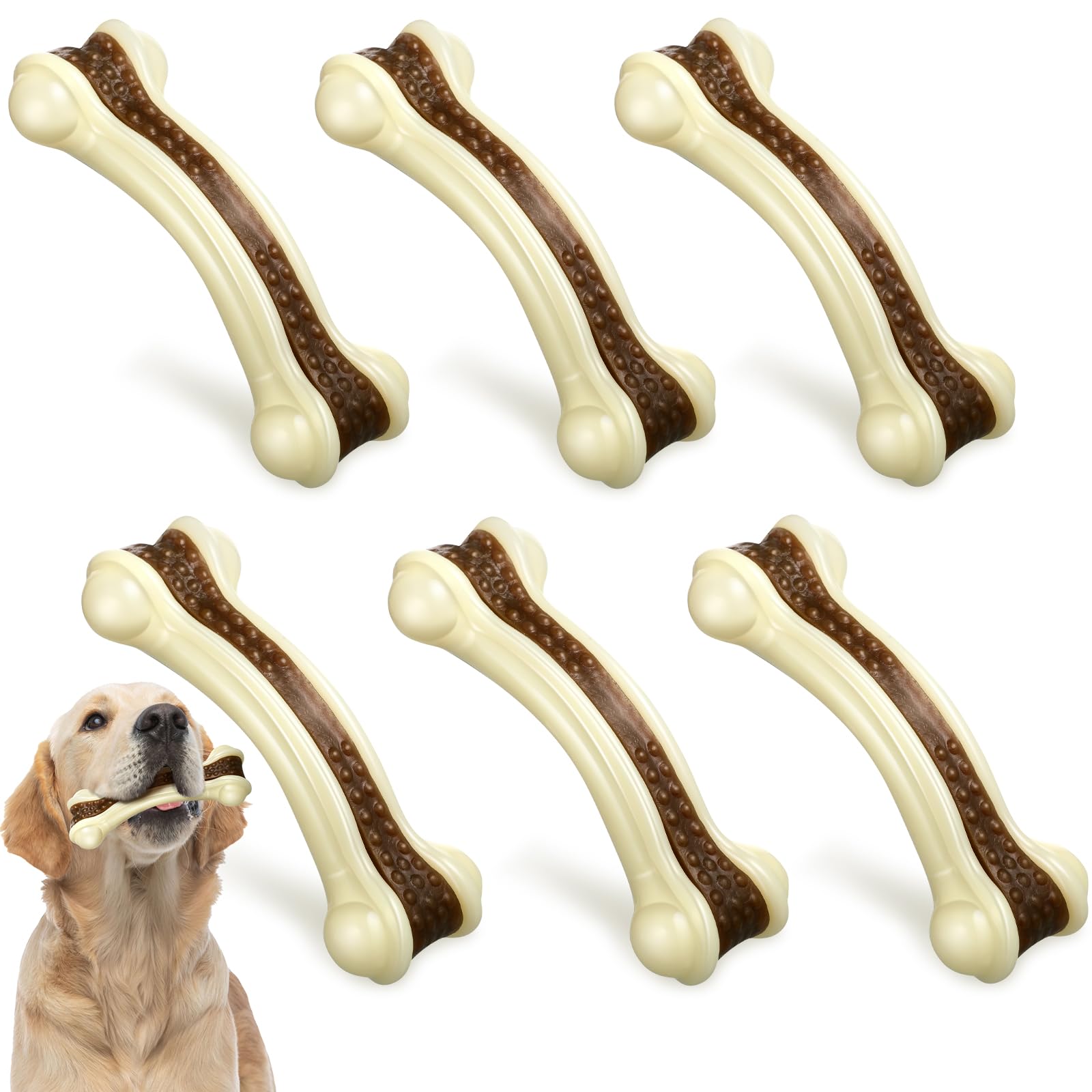 Sosation bone chew toy nylon and cowhide close-up demonstrates durable chewing