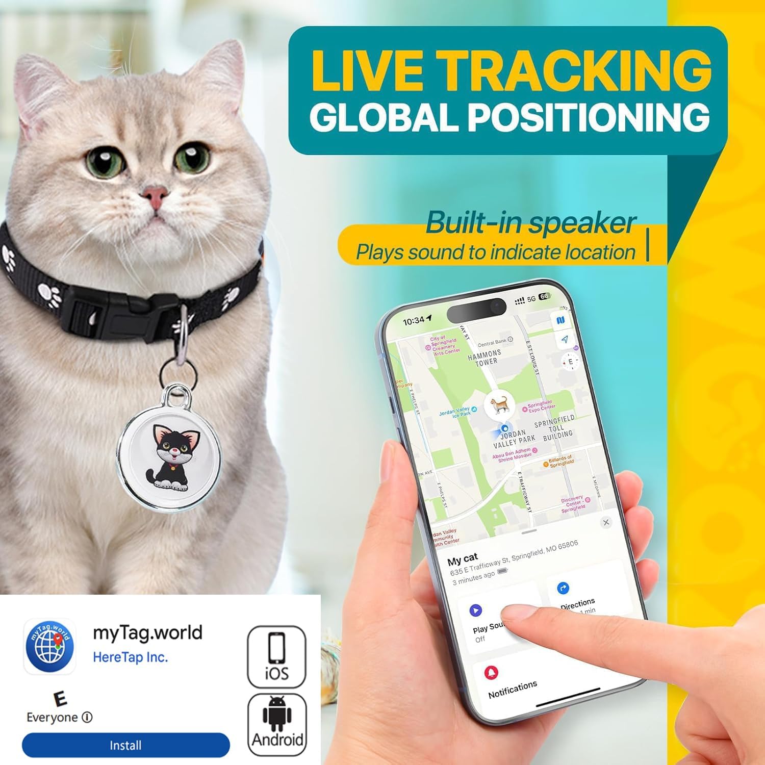 sotfkd cat tracker app map view enables real-time tracking from your smartphone.