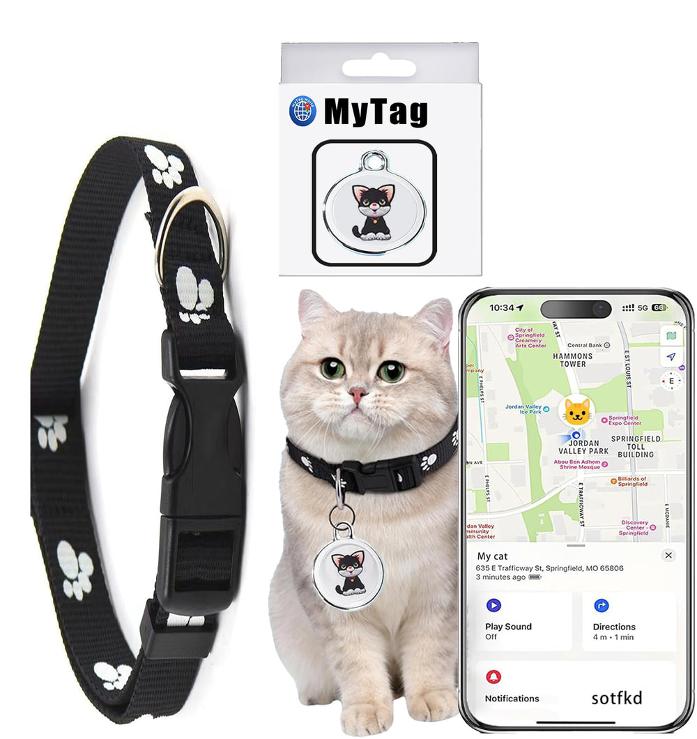 sotfkd cat tracker collar on cat showing continuous location visibility.