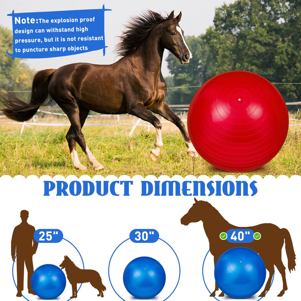 Sotiff 40 inch horse ball in red promotes curiosity during exercise
