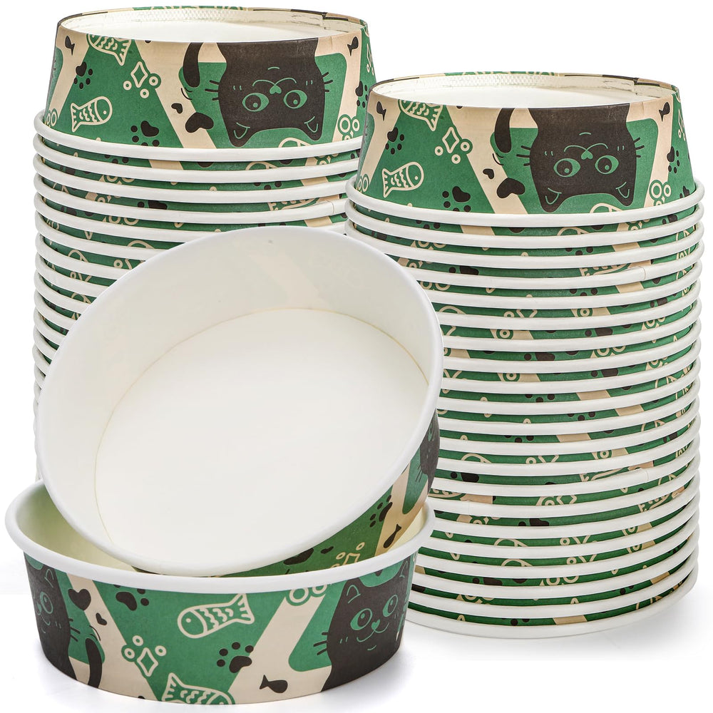 SOUJOY 40-pcs disposable cat bowls with 16oz capacity for mess-free feeding