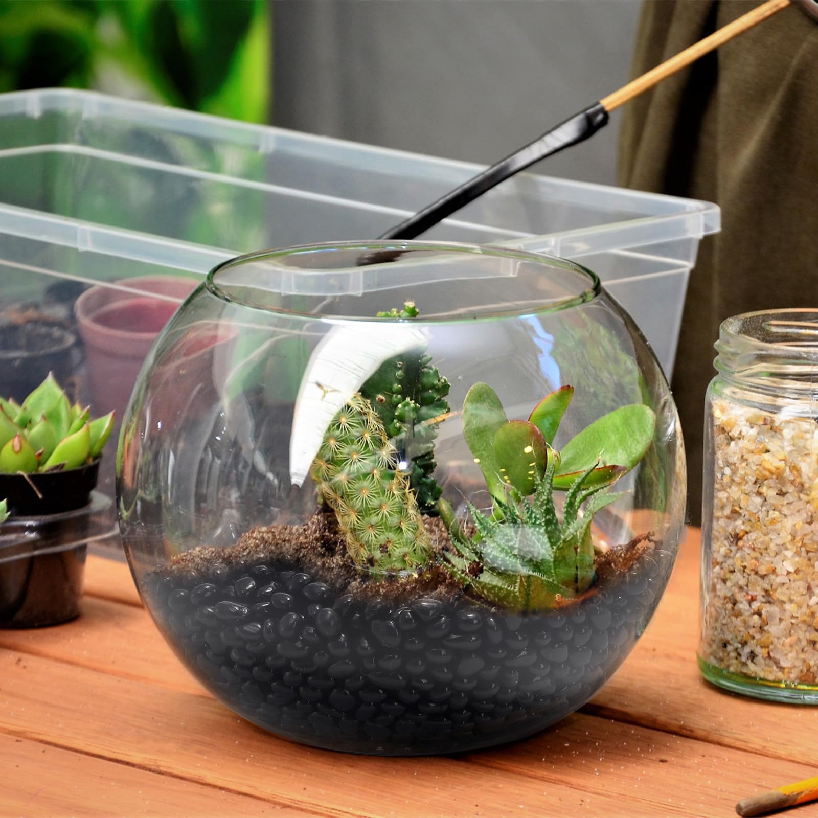 SOUJOY vase filler black pebbles add modern texture to arrangements