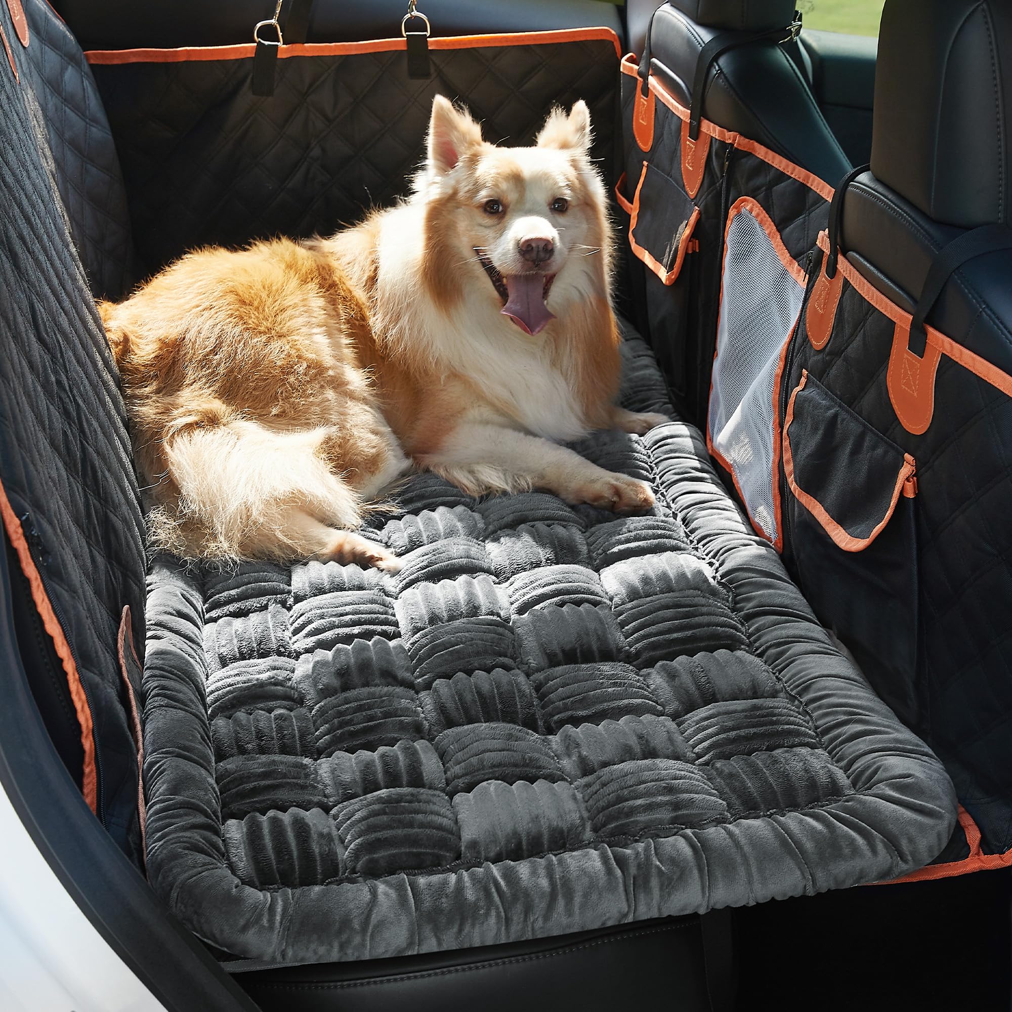 Soulbond backseat pet bed mat gray large quilted surface for cozy rests