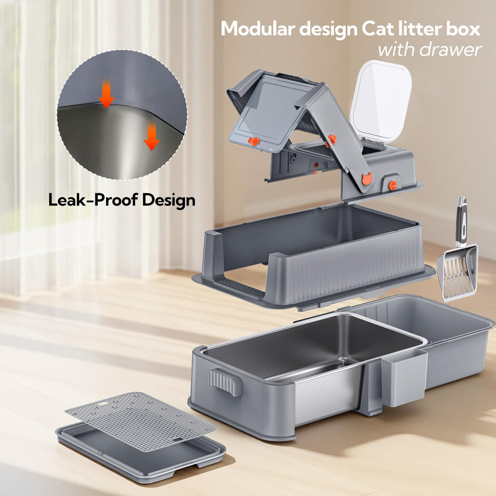 Soulbond detachable drawer with flip-top lid enables quick refills and thorough cleaning