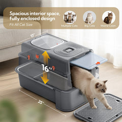 Soulbond dual-entry litter box with anti-tracking mat keeps floors cleaner