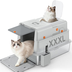 Soulbond XXXL stainless steel litter box with front entry for easy access and reduced tracking