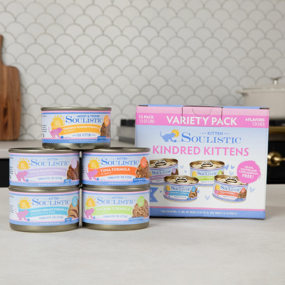 Soulistic kitten puree can safety and quality standards on label