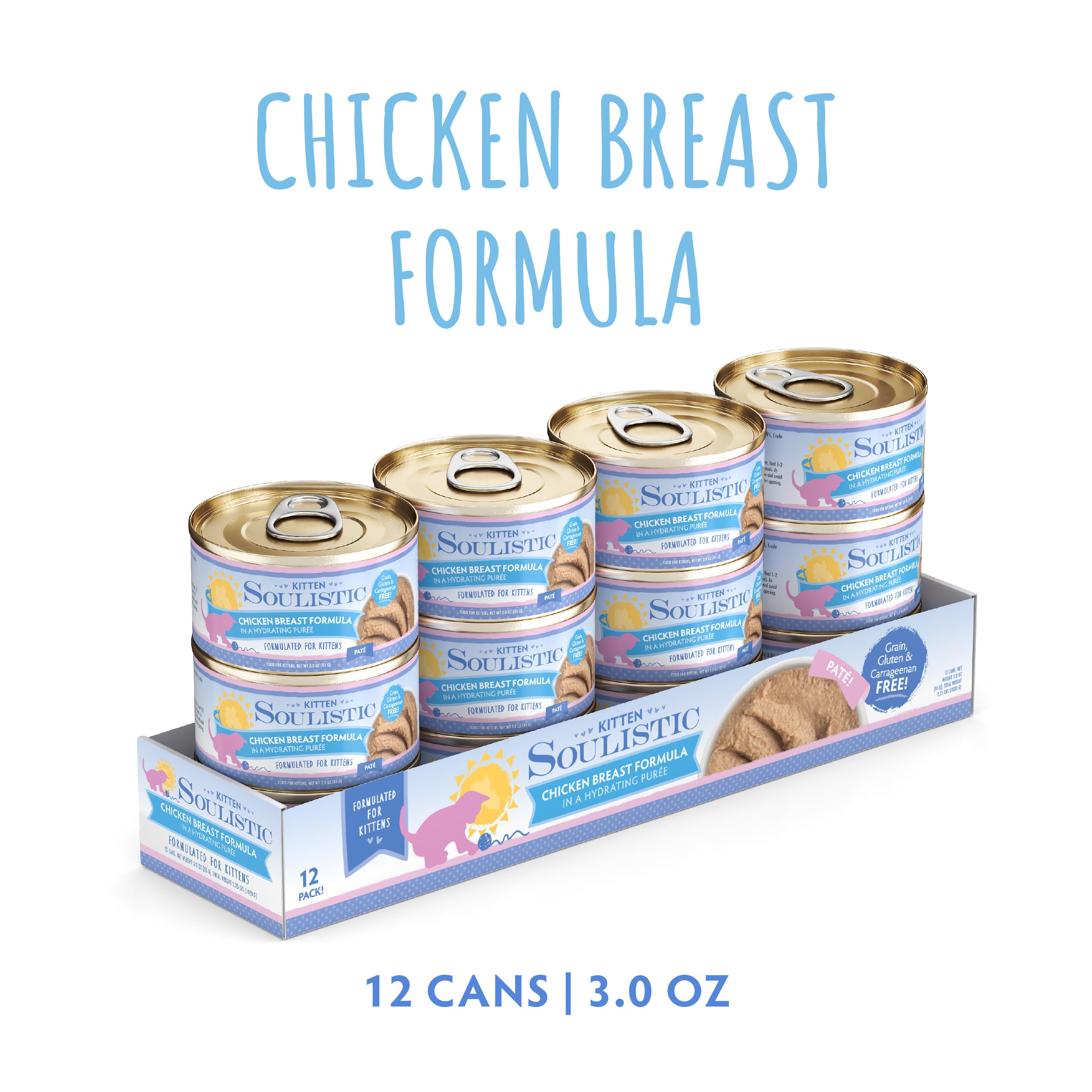 Soulistic kitten puree can close-up texture shows creamy moisture for young cats