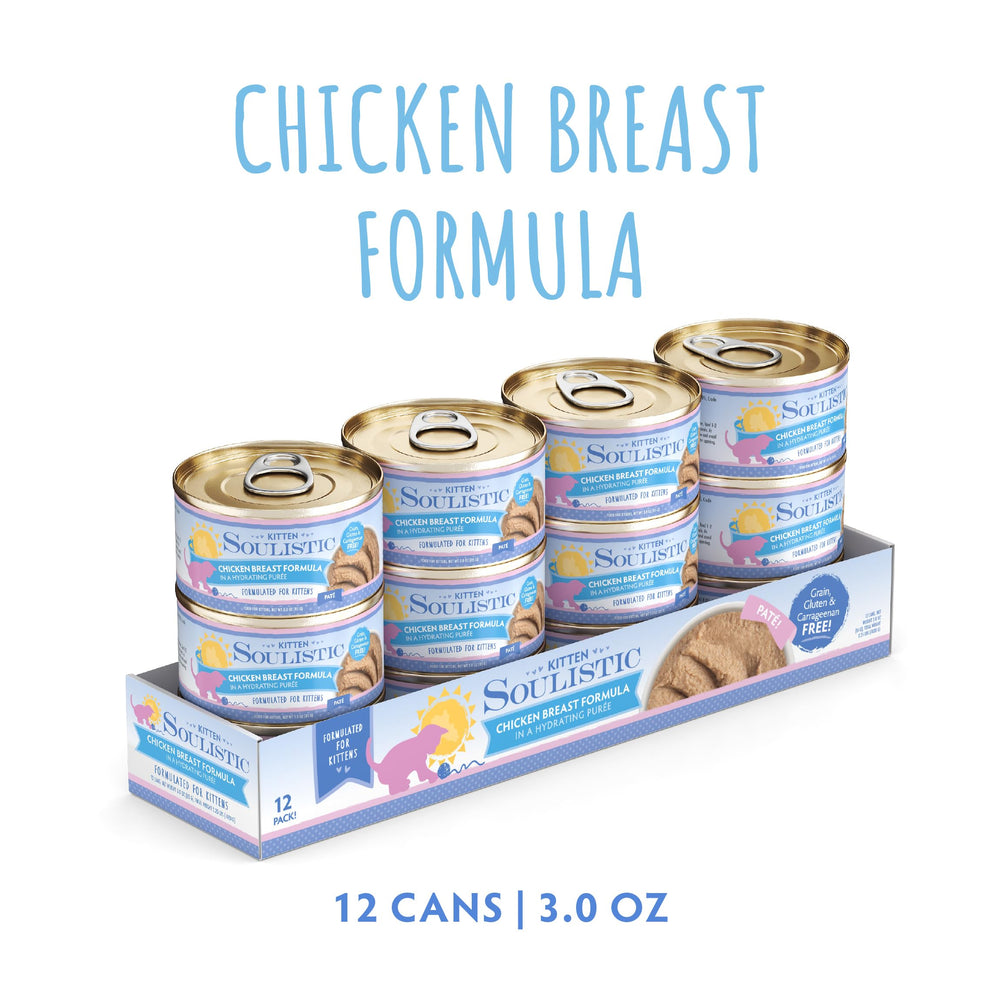 Soulistic kitten puree can close-up texture shows creamy moisture for young cats